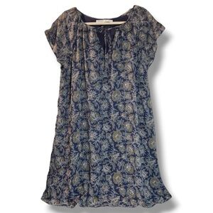 Susana Monaco Floral Flutter Sleeve Trapeze Dress Navy Sage Sample Sz Small - M